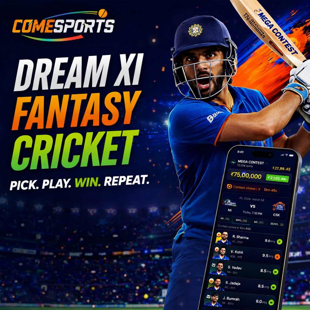 Come Sport App Dream XI fantasy cricket ad visual