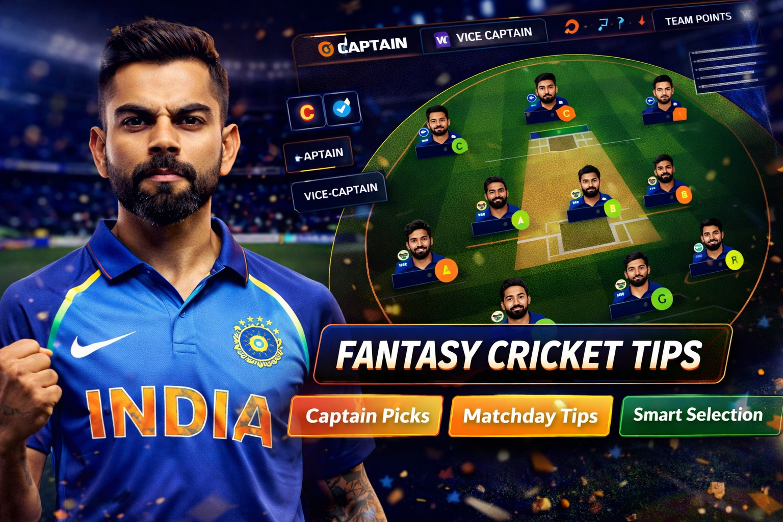 Come Sport App role based fantasy cricket checklist